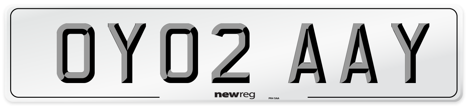 OY02 AAY Number Plate from New Reg